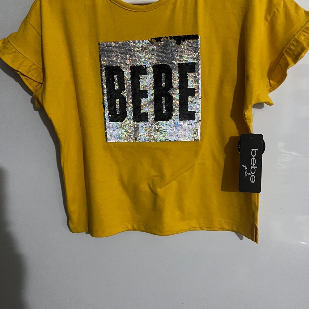 Bebe Yellow Graphic Short Sleeve Tee 6
